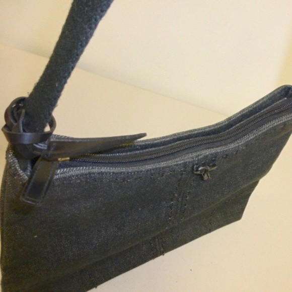 RALPH LAUREN black DENIM FABRIC BAG PURSE - Picture 2 of 5